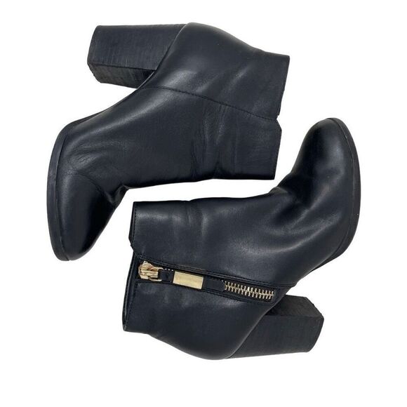 Aldo Womens Leather Side Zip Block Heel Ankle Booties Black Size 9 - Picture 5 of 9